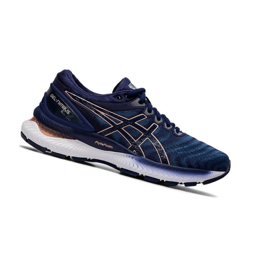 Navy Women\'s Asics GEL-NIMBUS 22 Running Shoes | US54139MA