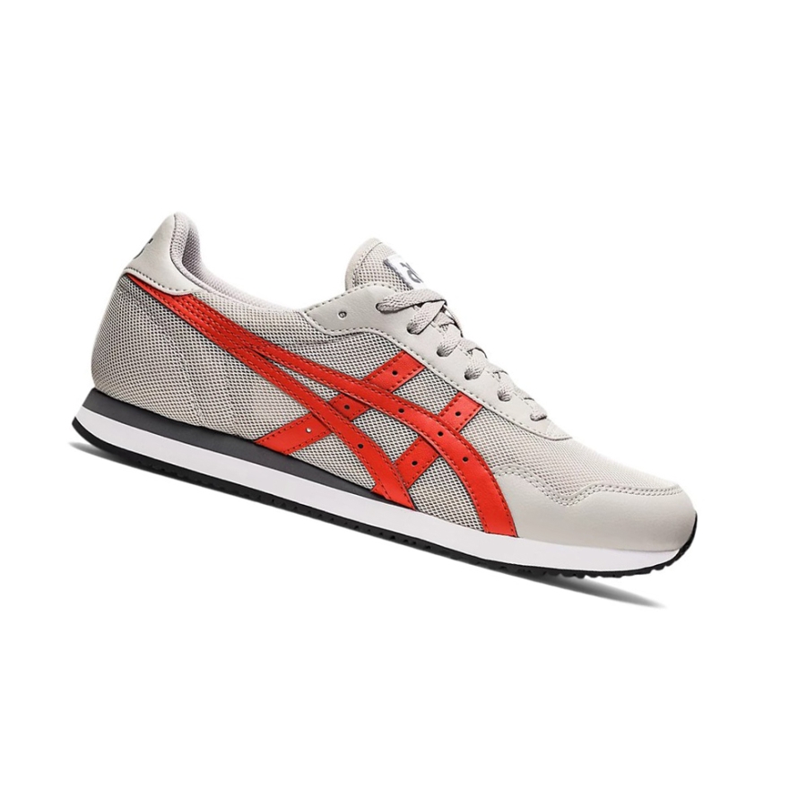 Oyster Grey / Red Clay Men\'s Asics TIGER RUNNER Sneakers | US52176RB