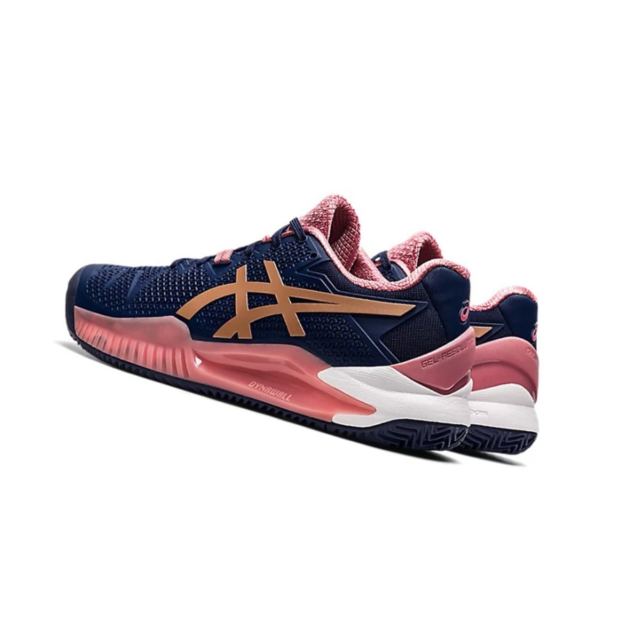 Peacoat / Rose Gold Women's Asics GEL-RESOLUTION 8 CLAY Tennis Shoes | US12479MO