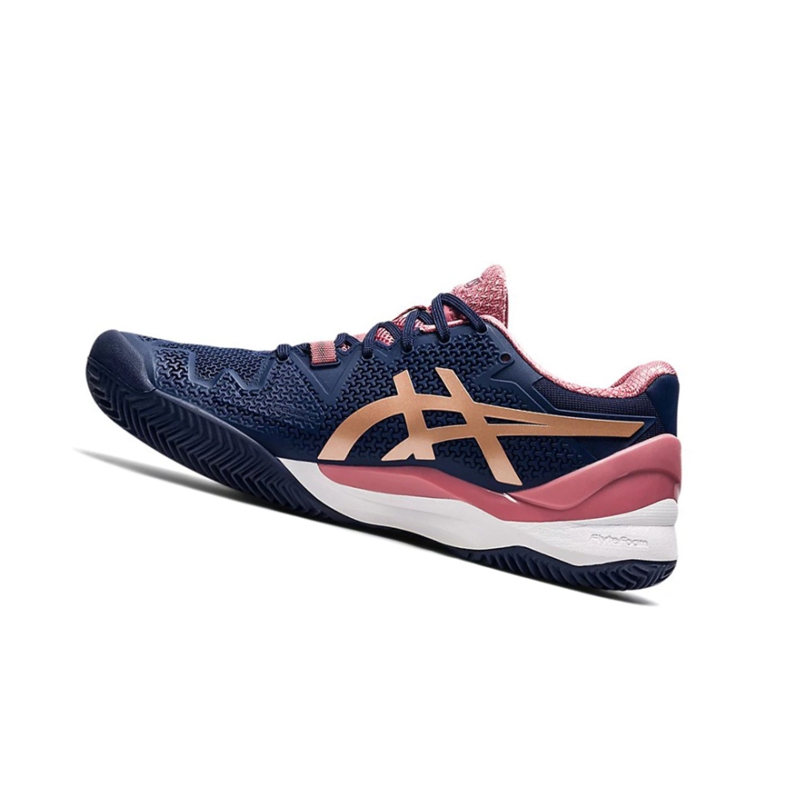 Peacoat / Rose Gold Women's Asics GEL-RESOLUTION 8 CLAY Tennis Shoes | US12479MO