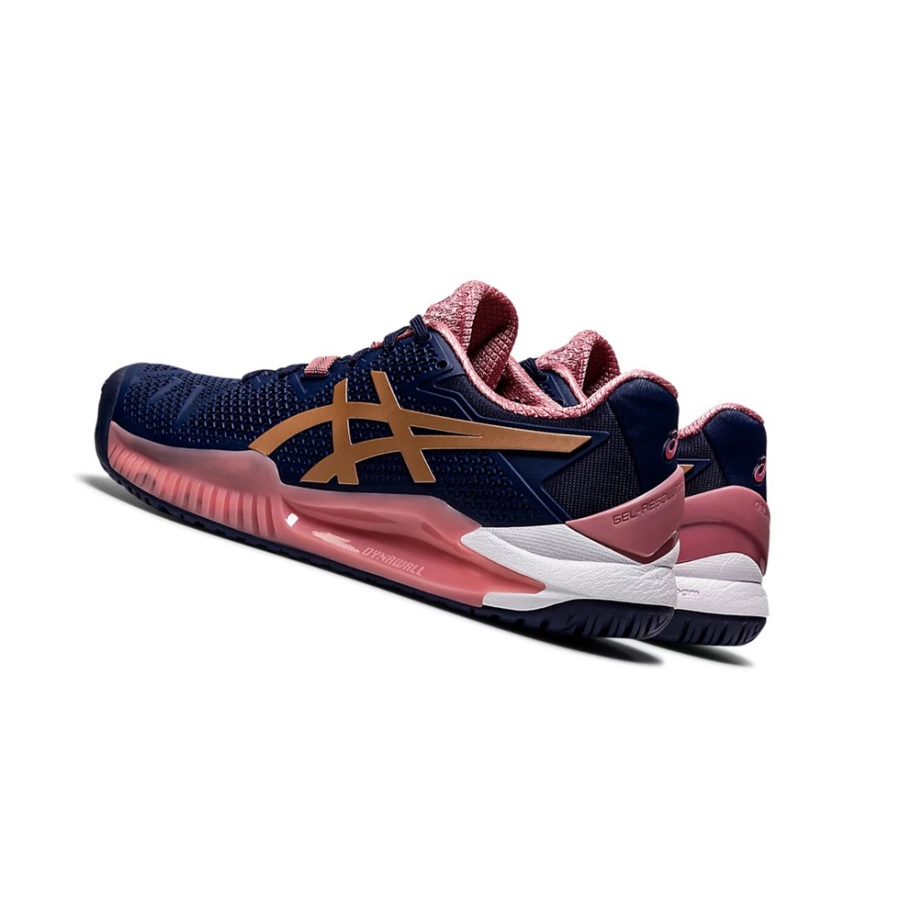 Peacoat / Rose Gold Women's Asics GEL-RESOLUTION 8 Tennis Shoes | US79681JY