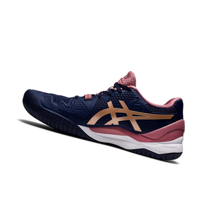 Peacoat / Rose Gold Women's Asics GEL-RESOLUTION 8 Tennis Shoes | US79681JY