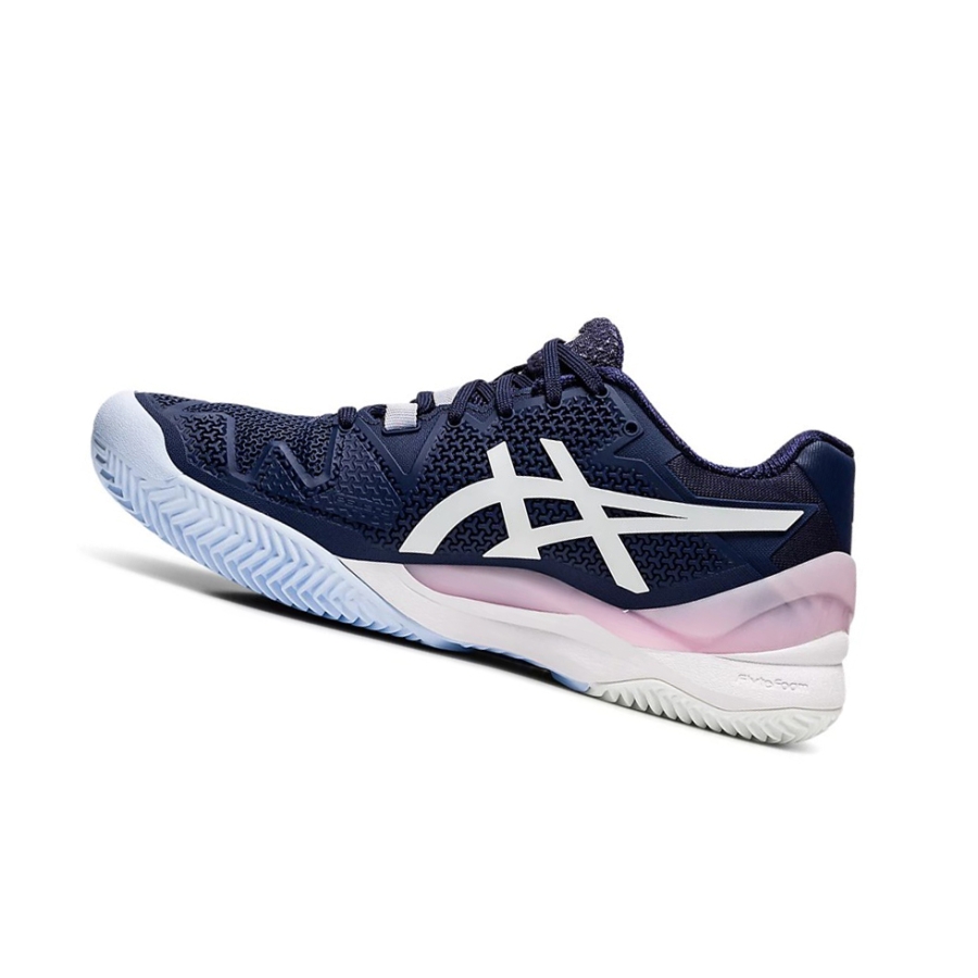 Peacoat / White Women's Asics GEL-RESOLUTION 8 CLAY Tennis Shoes | US09853CT