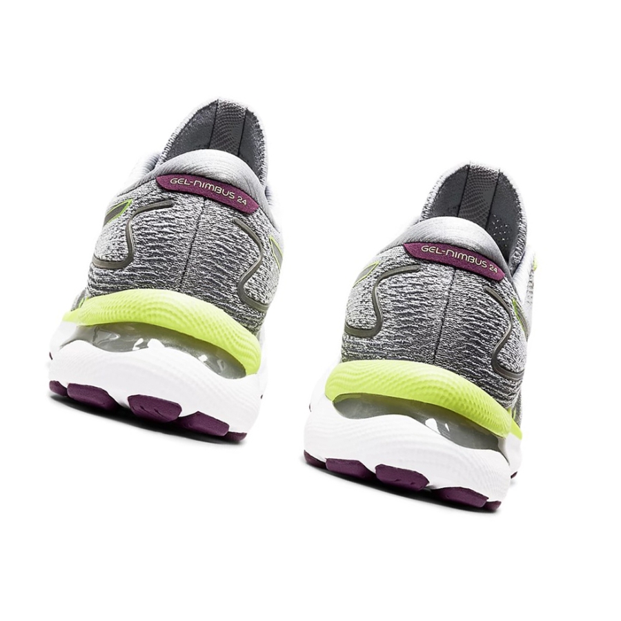 Piedmont Grey / Lime Green Women's Asics GEL-NIMBUS 24 Running Shoes | US05946QP