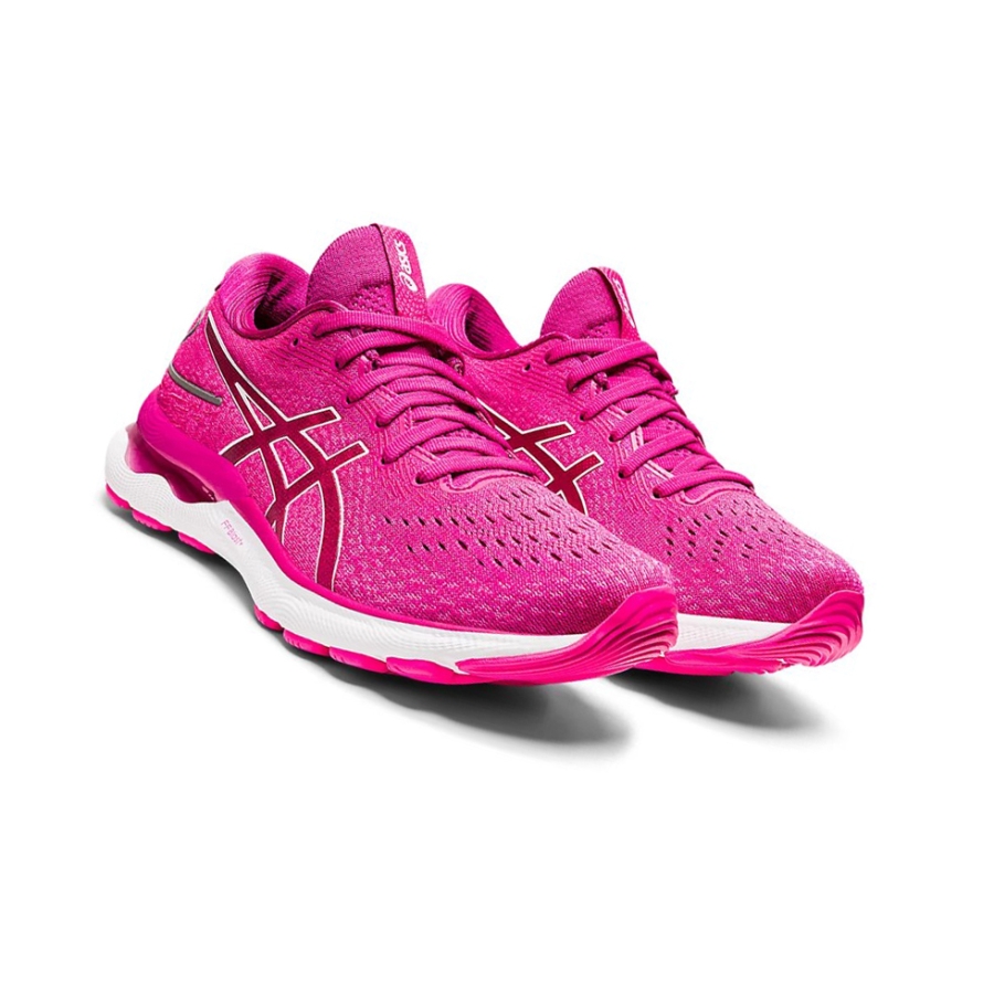 Red / White Women's Asics GEL-NIMBUS 24 Running Shoes | US70842LG