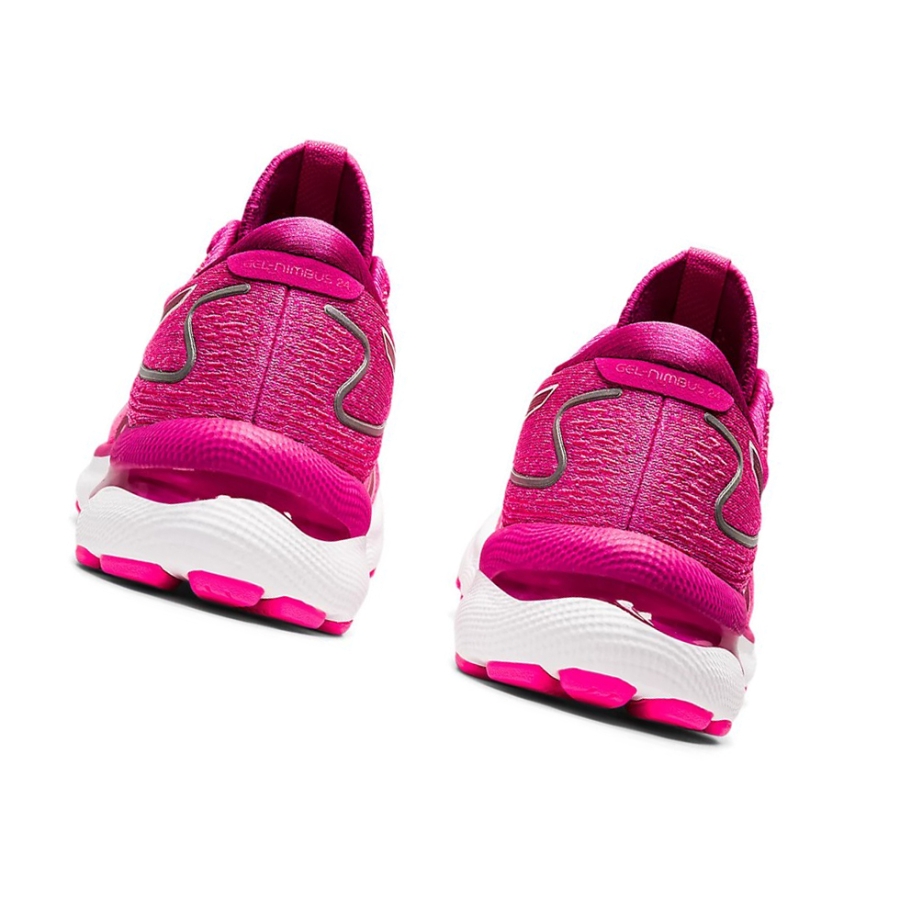 Red / White Women's Asics GEL-NIMBUS 24 Running Shoes | US70842LG