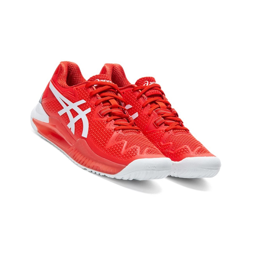 Red / White Women's Asics GEL-RESOLUTION 8 Tennis Shoes | US95687SP