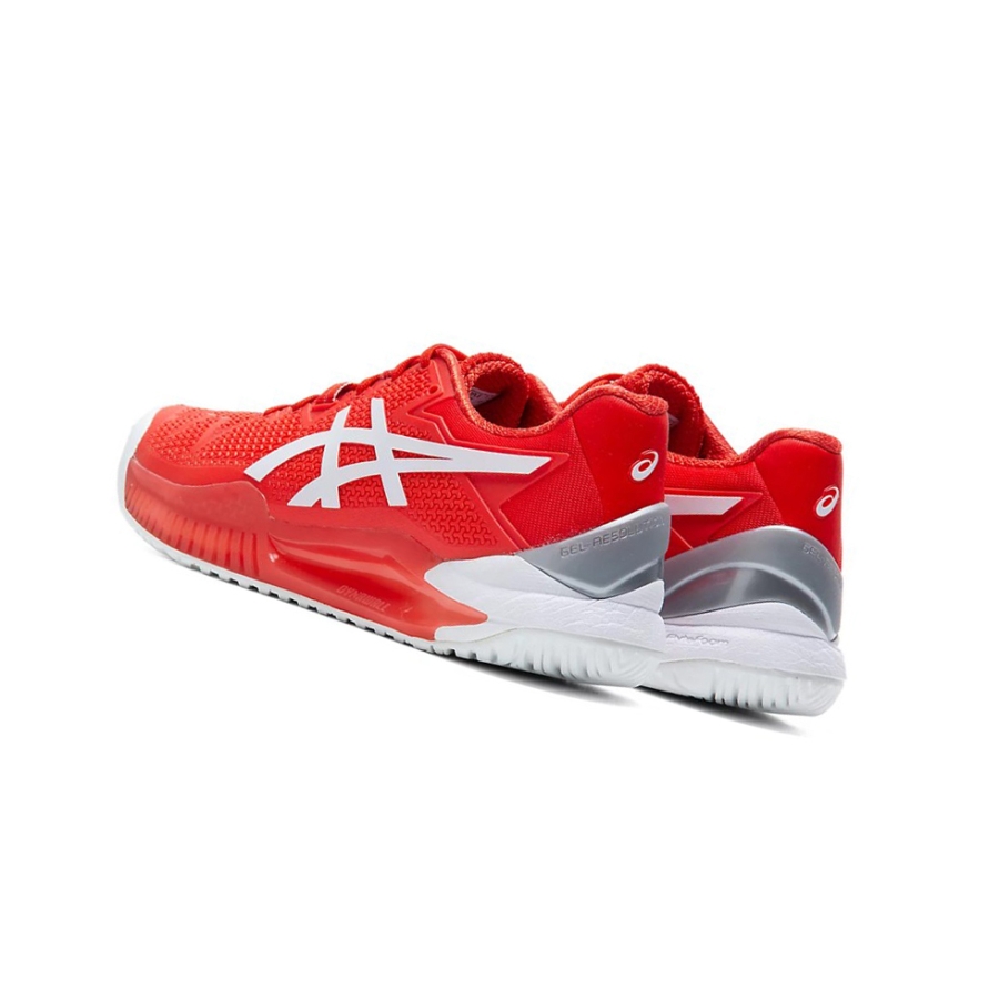 Red / White Women's Asics GEL-RESOLUTION 8 Tennis Shoes | US95687SP