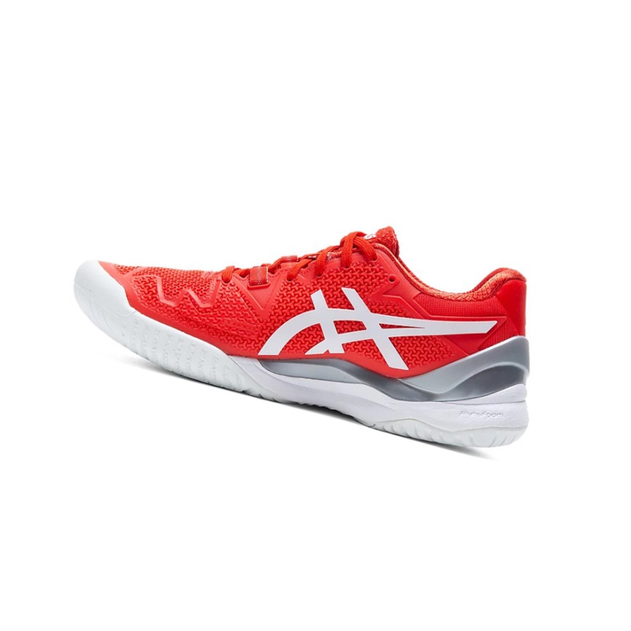 Red / White Women's Asics GEL-RESOLUTION 8 Tennis Shoes | US95687SP