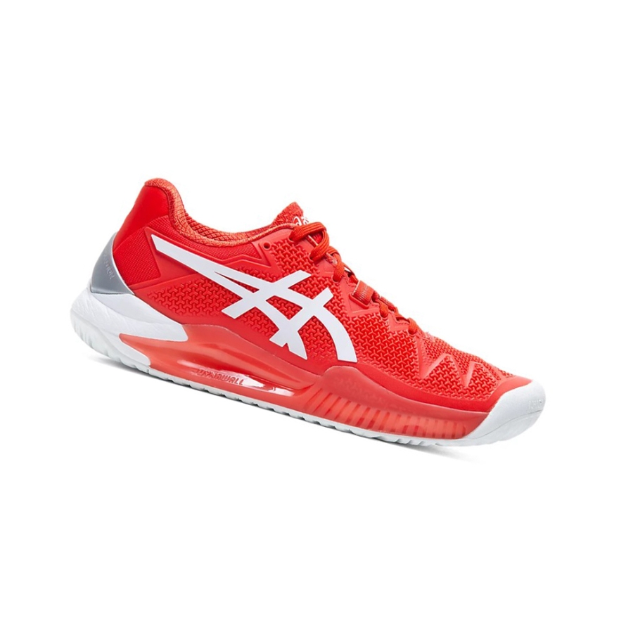 Red / White Women\'s Asics GEL-RESOLUTION 8 Tennis Shoes | US95687SP