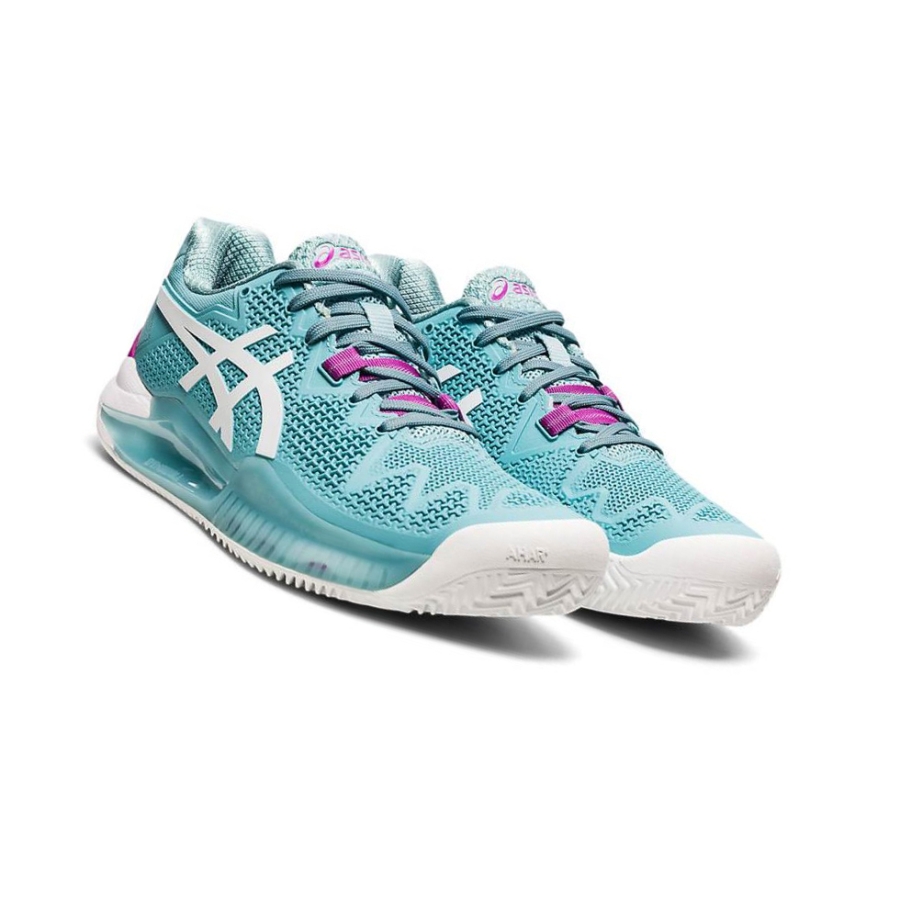 Turquoise Women's Asics GEL-RESOLUTION 8 CLAY Tennis Shoes | US16807ET