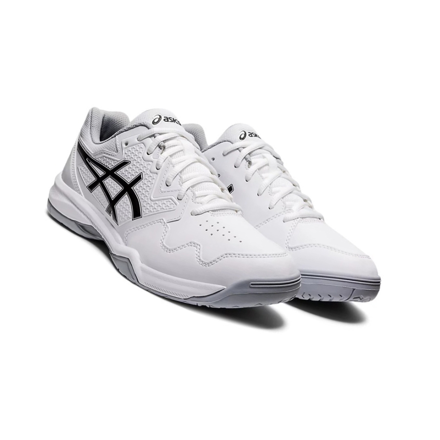 White / Black Men's Asics GEL-DEDICATE 7 Tennis Shoes | US16452GF