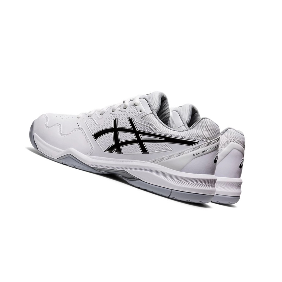 White / Black Men's Asics GEL-DEDICATE 7 Tennis Shoes | US16452GF