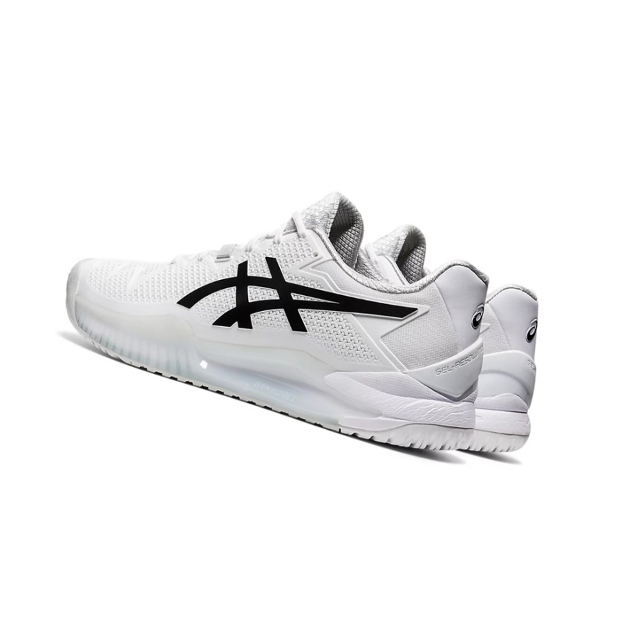 White / Black Men's Asics GEL-RESOLUTION 8 Tennis Shoes | US50472NH