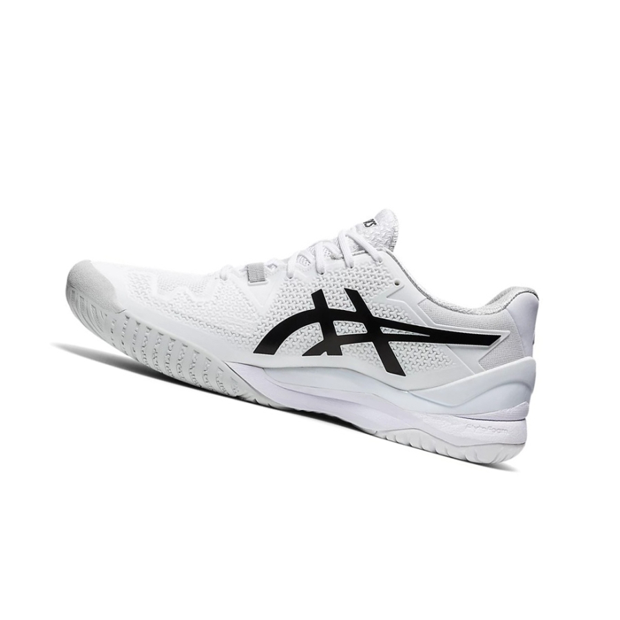 White / Black Men's Asics GEL-RESOLUTION 8 Tennis Shoes | US50472NH