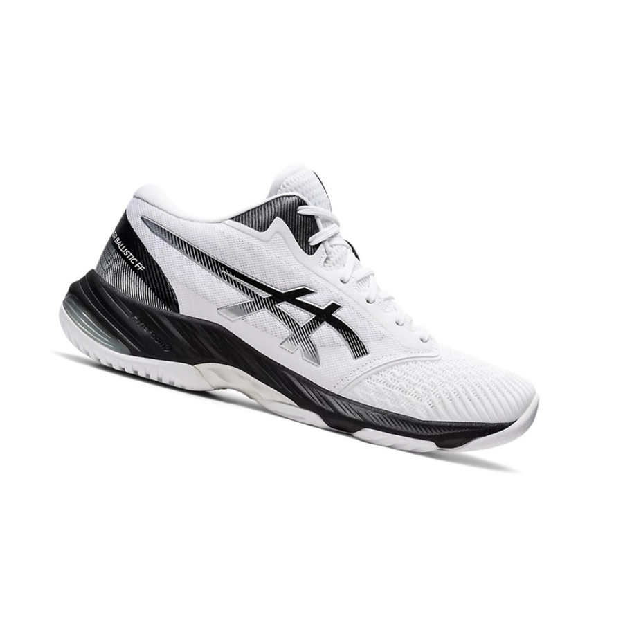 White / Black Men\'s Asics NETBURNER BALLISTIC FF MT 3 Volleyball Shoes | US83194JM