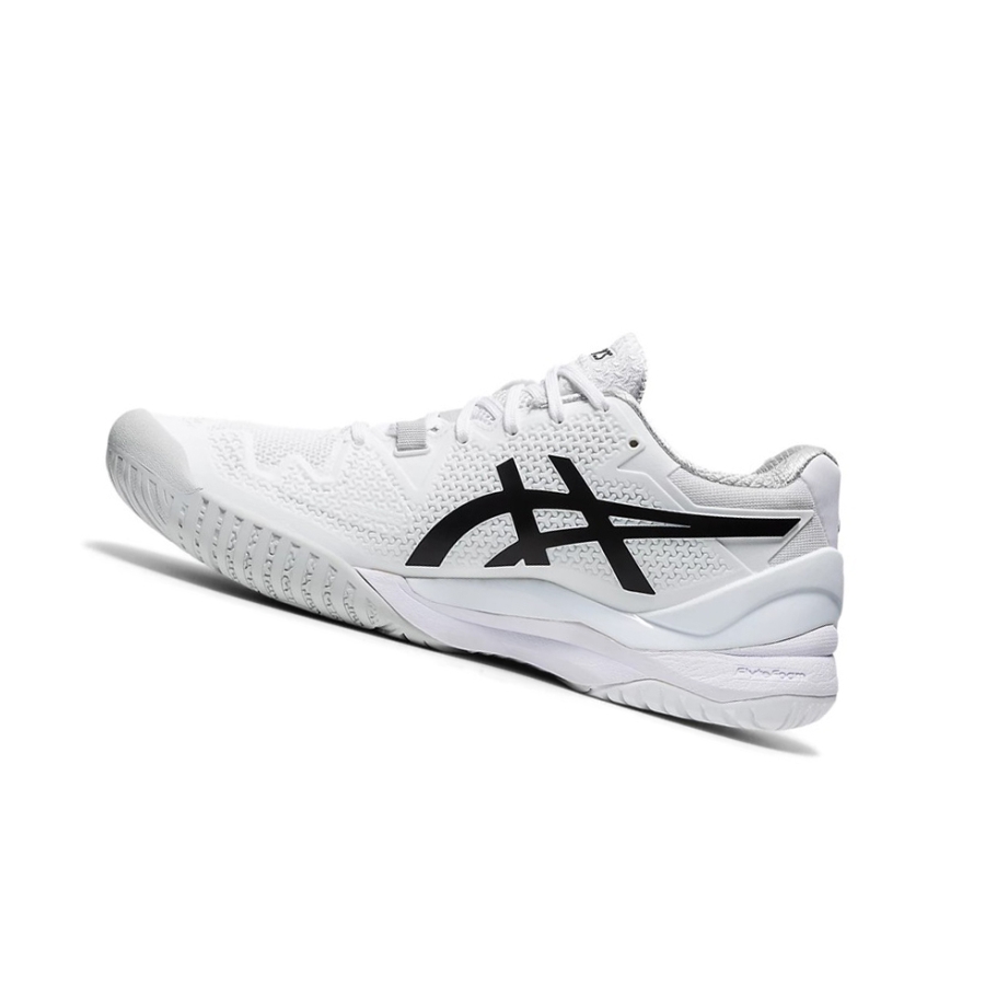 White / Black Women's Asics GEL-RESOLUTION 8 Tennis Shoes | US59467LE