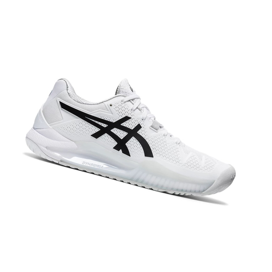 White / Black Women\'s Asics GEL-RESOLUTION 8 Tennis Shoes | US59467LE