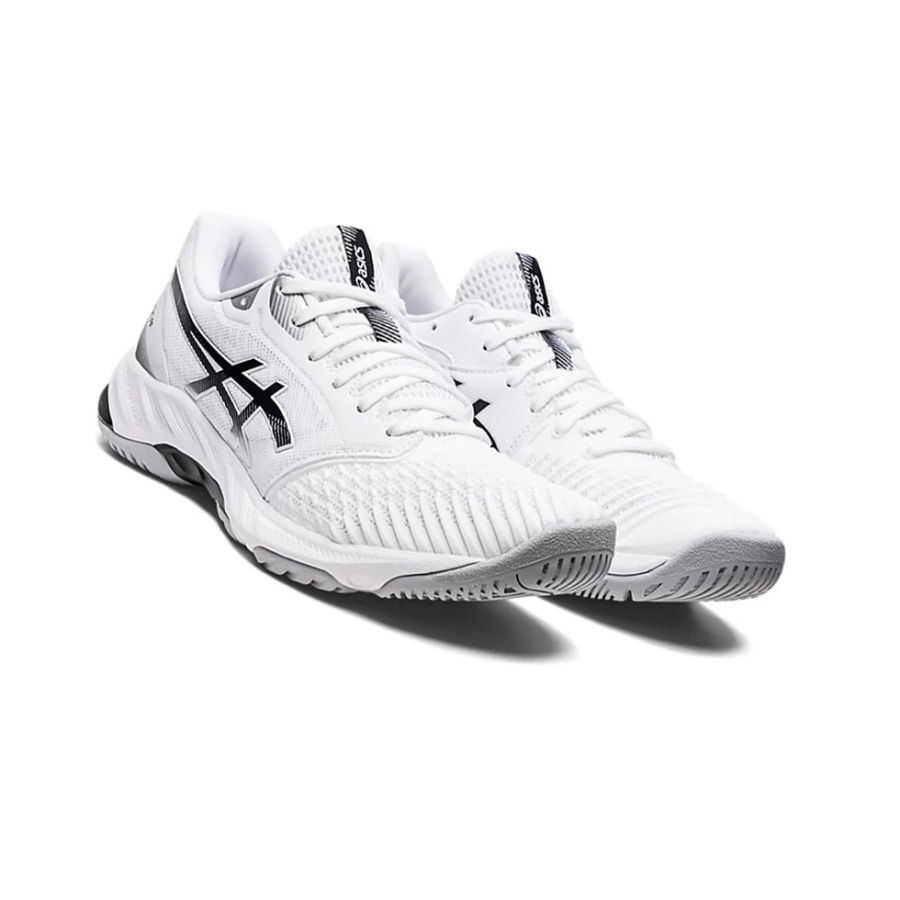 White / Black Women's Asics NETBURNER BALLISTIC FF 3 Volleyball Shoes | US20165ES