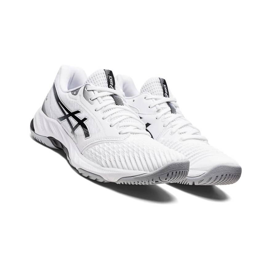 White / Black Women's Asics NETBURNER BALLISTIC FF 3 Volleyball Shoes | US97345WM