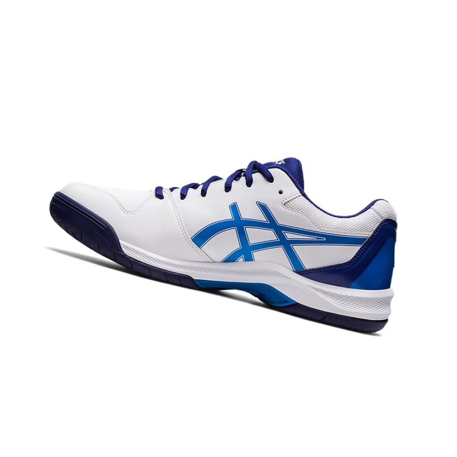 White / Blue Men's Asics GEL-DEDICATE 7 Tennis Shoes | US38650JO