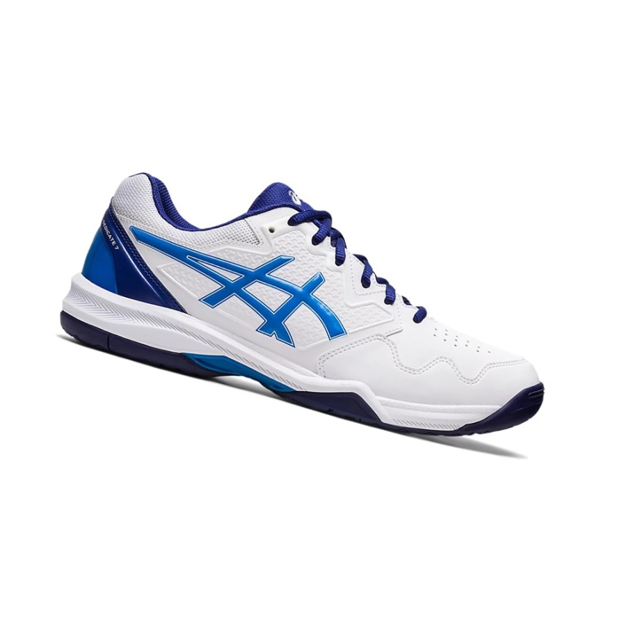 White / Blue Men\'s Asics GEL-DEDICATE 7 Tennis Shoes | US38650JO