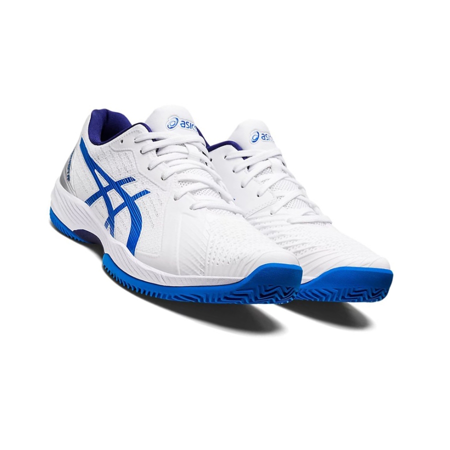 White / Blue Men's Asics SOLUTION SWIFT FF CLAY Tennis Shoes | US92371DM