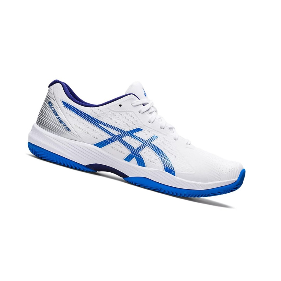 White / Blue Men\'s Asics SOLUTION SWIFT FF CLAY Tennis Shoes | US92371DM