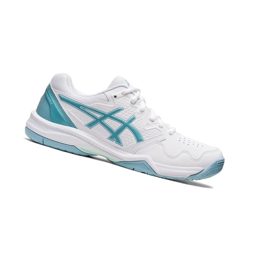 White / Blue Women\'s Asics GEL-DEDICATE 7 Tennis Shoes | US13028KG