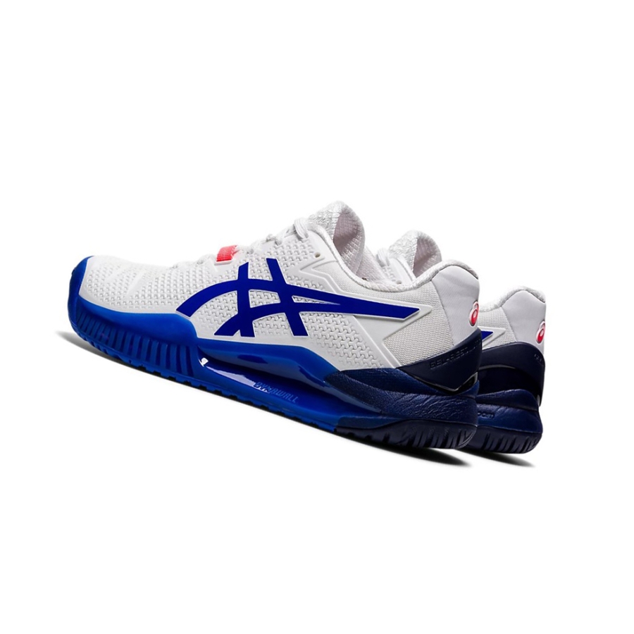 White / Blue Women's Asics GEL-RESOLUTION 8 Tennis Shoes | US85062KM