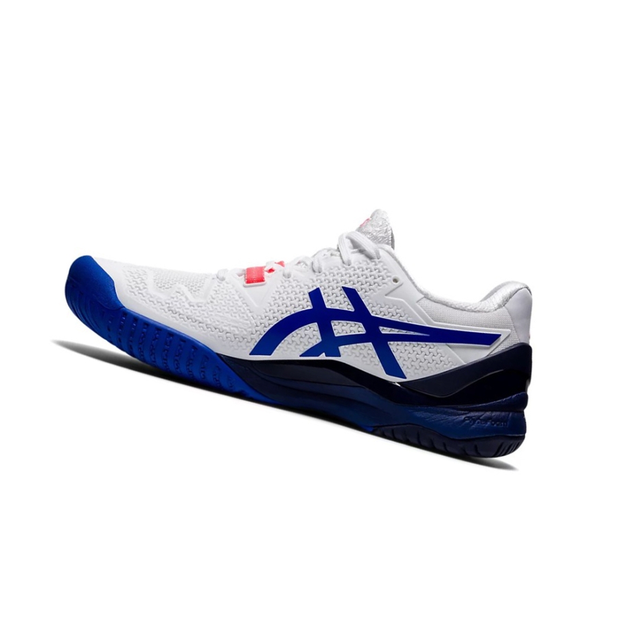 White / Blue Women's Asics GEL-RESOLUTION 8 Tennis Shoes | US85062KM