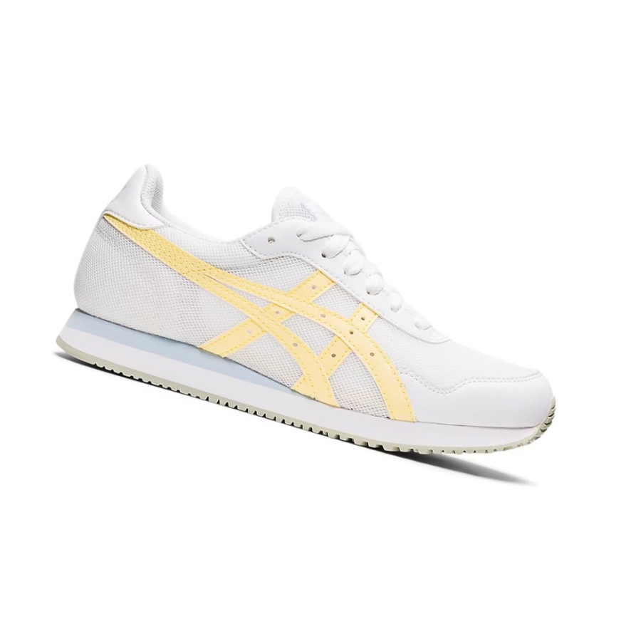 White / Butter Women\'s Asics TIGER RUNNER Sneakers | US21973DC