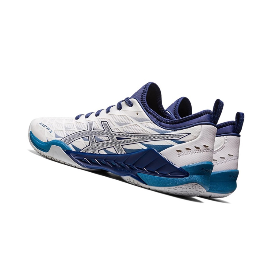 White / Deep Ocean Men's Asics BLAST FF 3 Volleyball Shoes | US05617TU