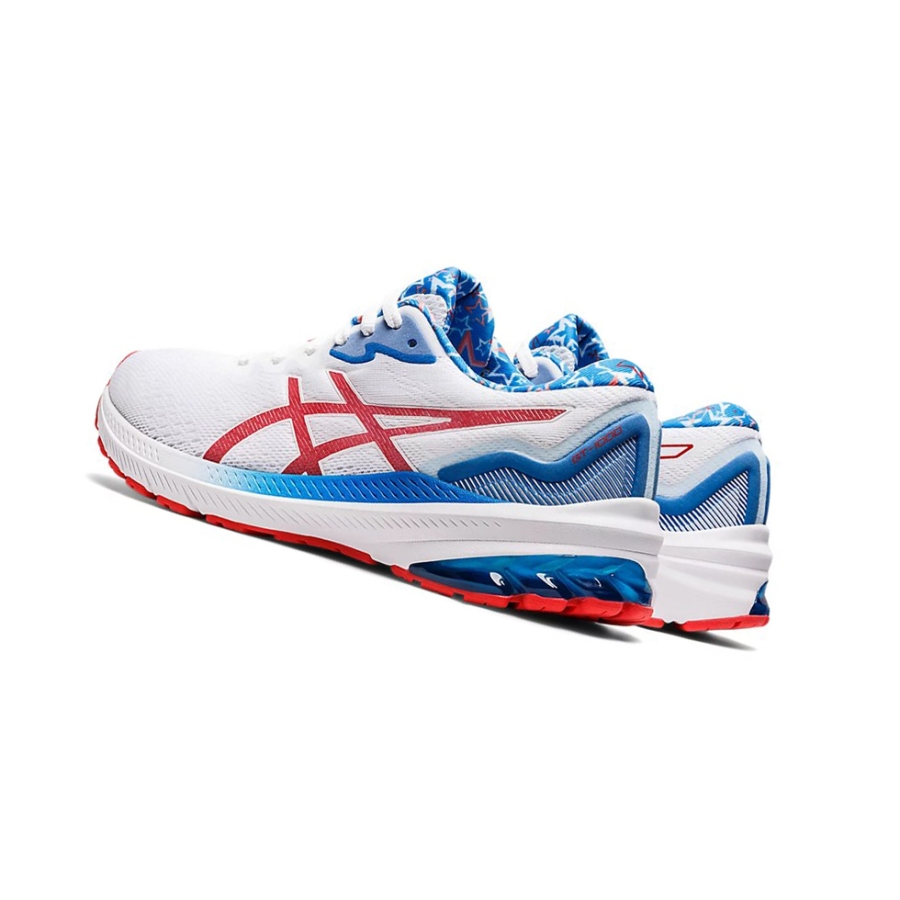 White / Electric Red Women's Asics GT-1000 11 STANDARD RET Running Shoes | US70832IH