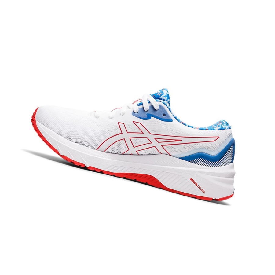 White / Electric Red Women's Asics GT-1000 11 STANDARD RET Running Shoes | US70832IH