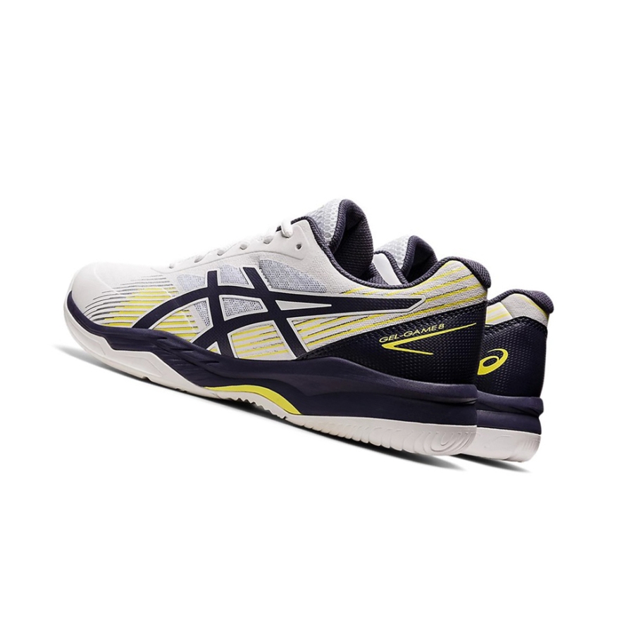 White / Indigo Fog Men's Asics GEL-GAME 8 Tennis Shoes | US54163NJ