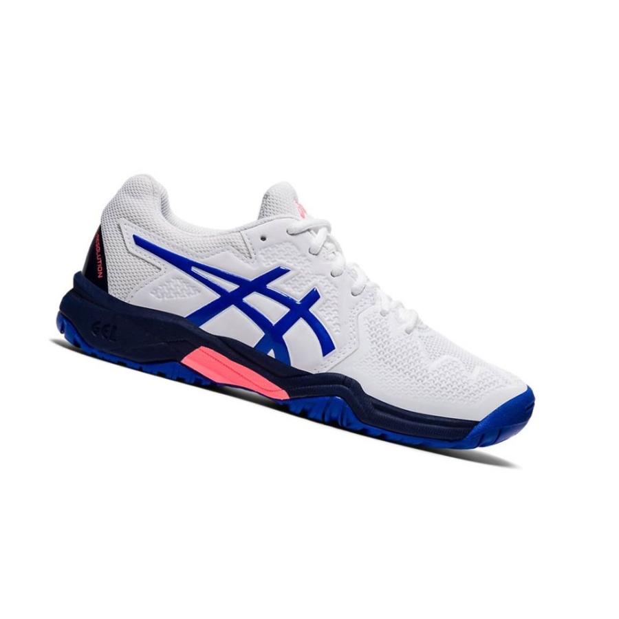 White Kids\' Asics GEL-RESOLUTION 8 Clay GS Tennis Shoes | US10738BU