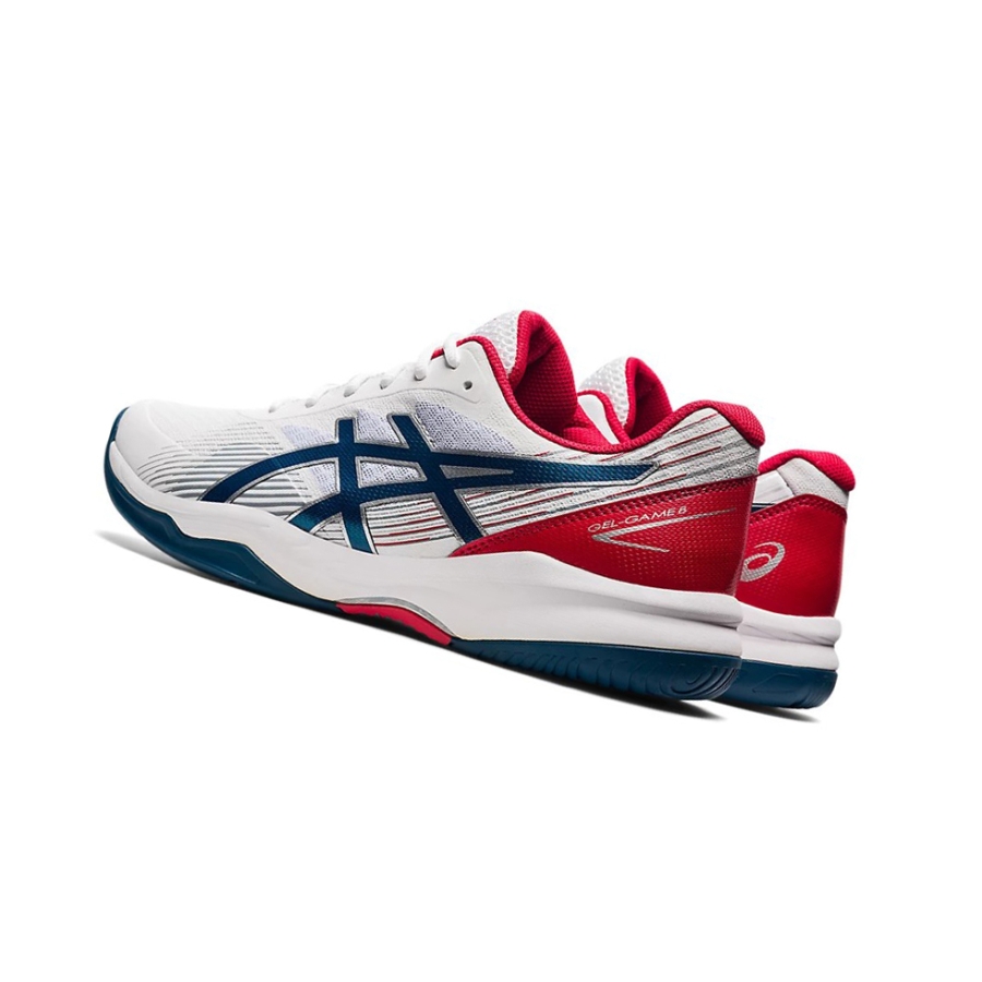 White / Mako Blue Men's Asics GEL-GAME 8 Tennis Shoes | US13896JI