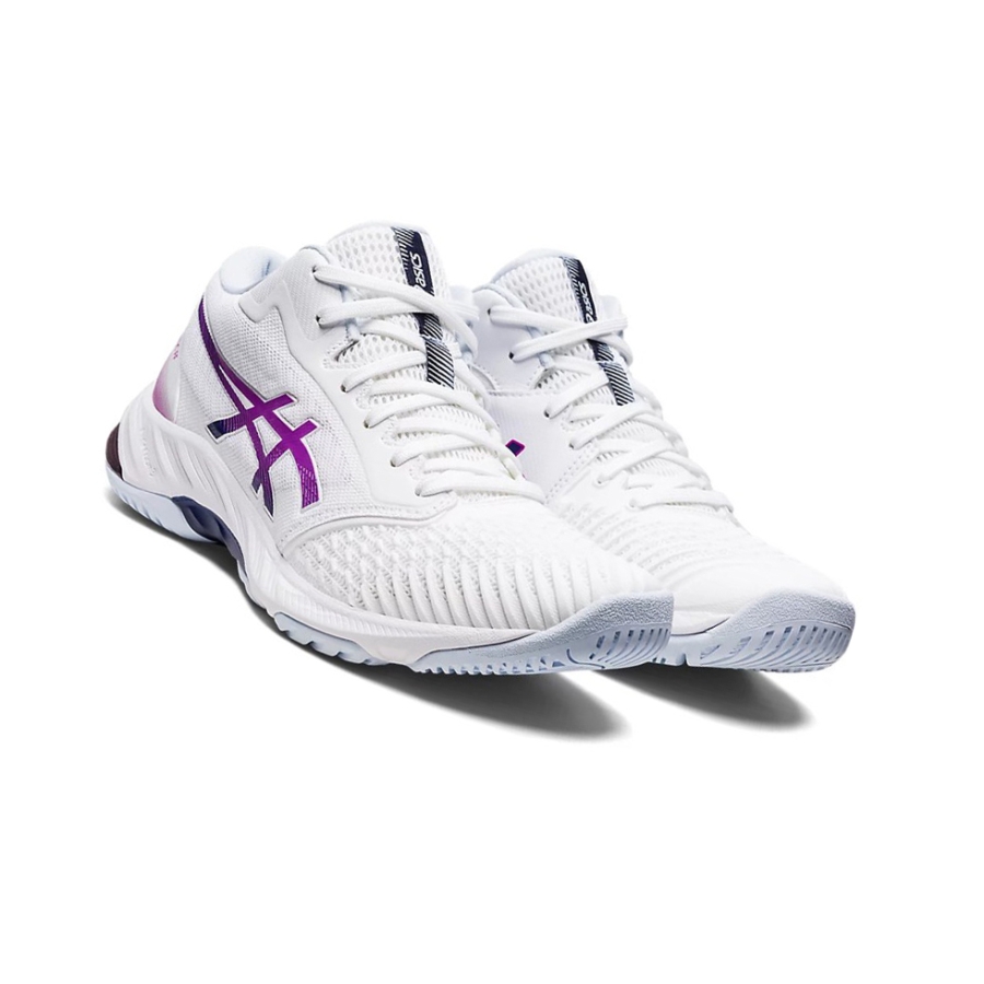 White / Orchid Women's Asics NETBURNER BALLISTIC FF MT 3 Volleyball Shoes | US27906QI