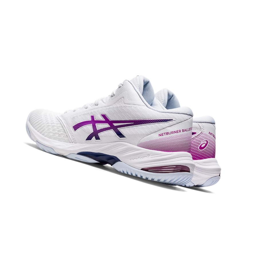 White / Orchid Women's Asics NETBURNER BALLISTIC FF MT 3 Volleyball Shoes | US27906QI