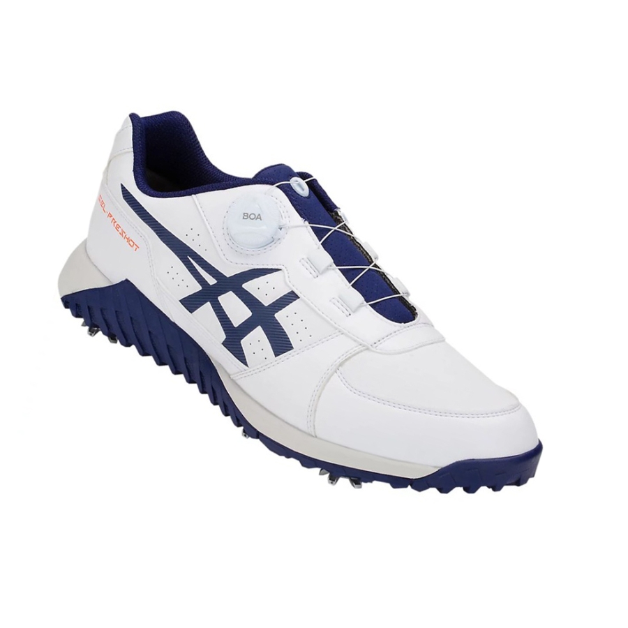 White / Peacoat Men's Asics GEL-PRESHOT BOA Golf Shoes | US59638FQ