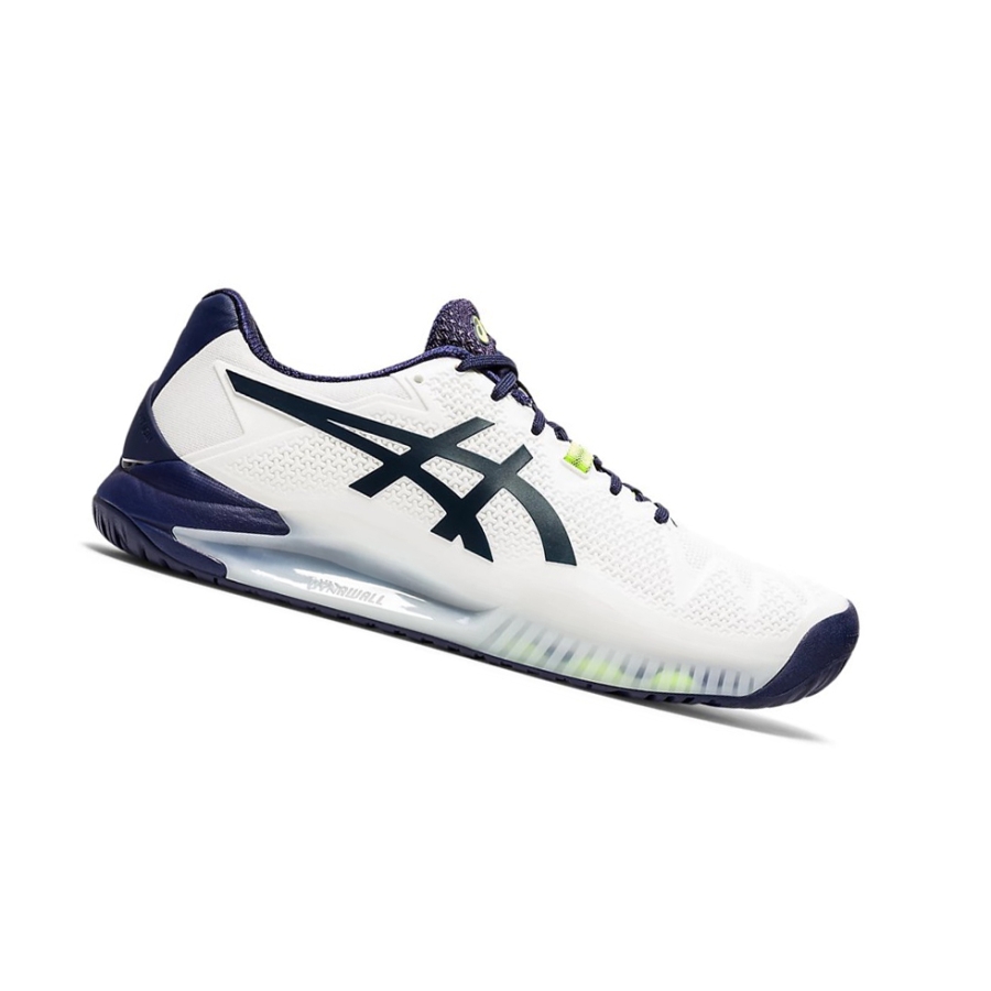 White / Peacoat Men\'s Asics GEL-RESOLUTION 8 Tennis Shoes | US08517DT