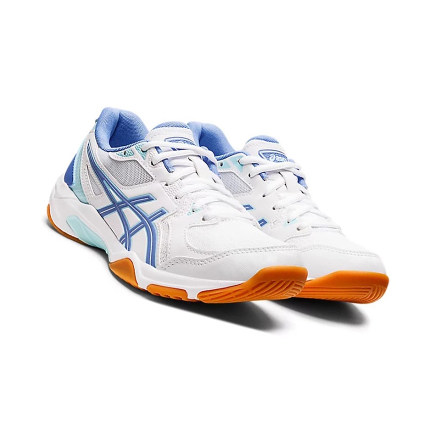 White / Periwinkle Blue Women's Asics GEL-ROCKET 10 Volleyball Shoes | US91478NQ