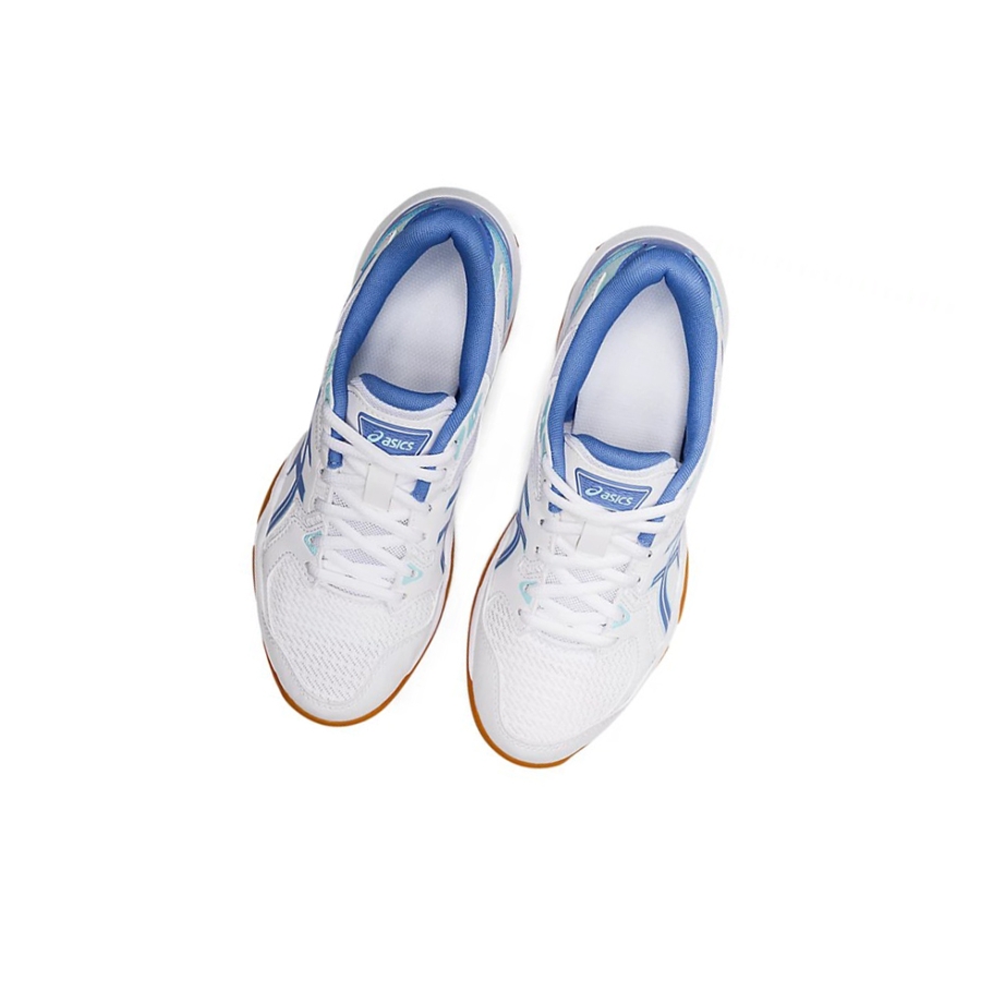 White / Periwinkle Blue Women's Asics GEL-ROCKET 10 Volleyball Shoes | US91478NQ