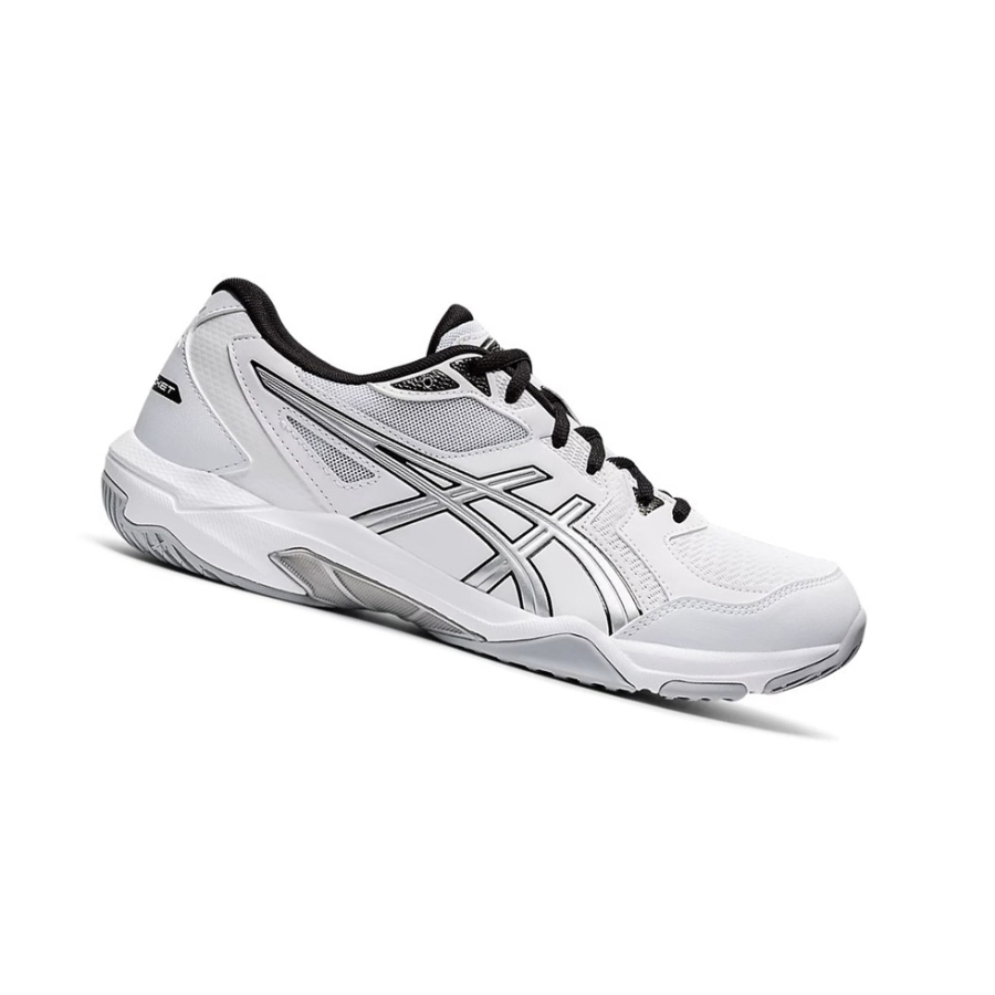 White / Pure Silver Men\'s Asics GEL-ROCKET 10 Volleyball Shoes | US65089CZ