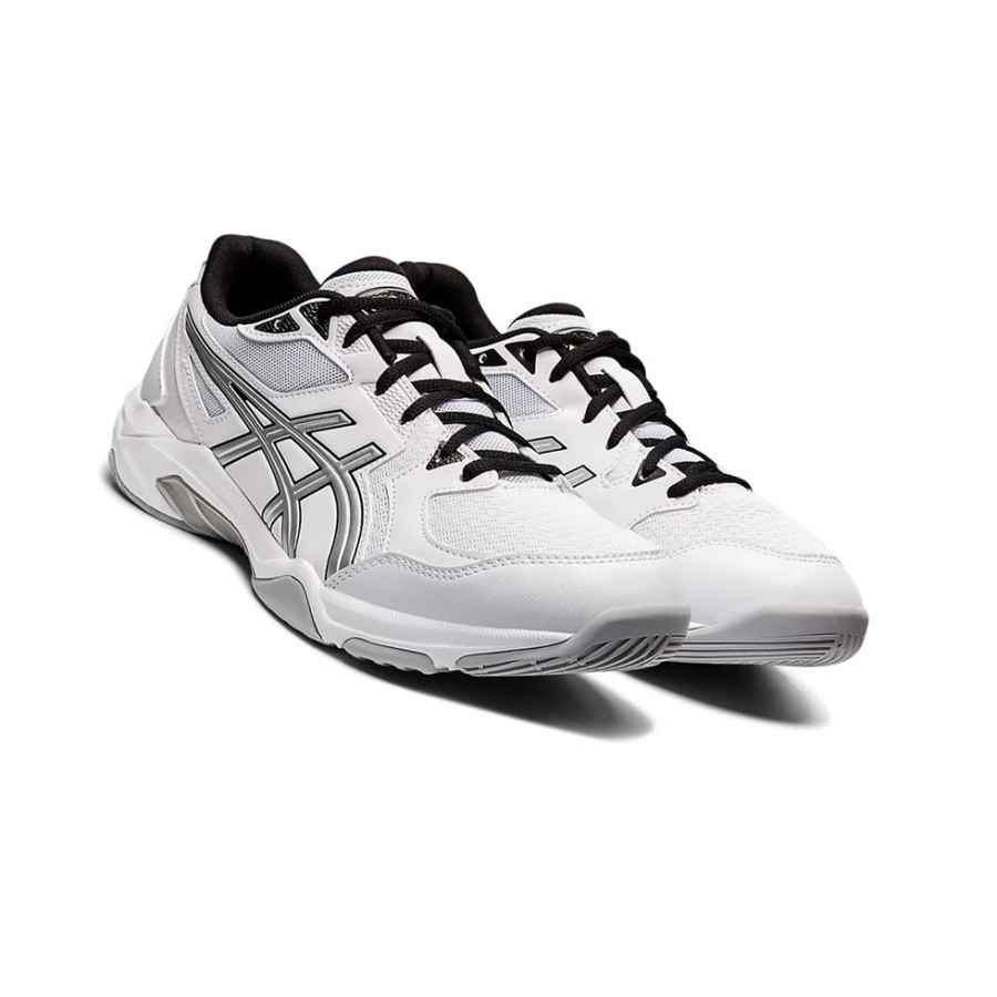 White / Pure Silver Men's Asics GEL-ROCKET 10 Volleyball Shoes | US74590CX