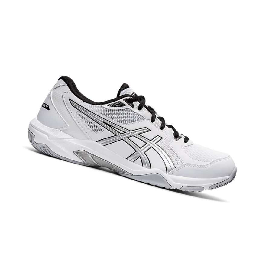 White / Pure Silver Men\'s Asics GEL-ROCKET 10 Volleyball Shoes | US74590CX