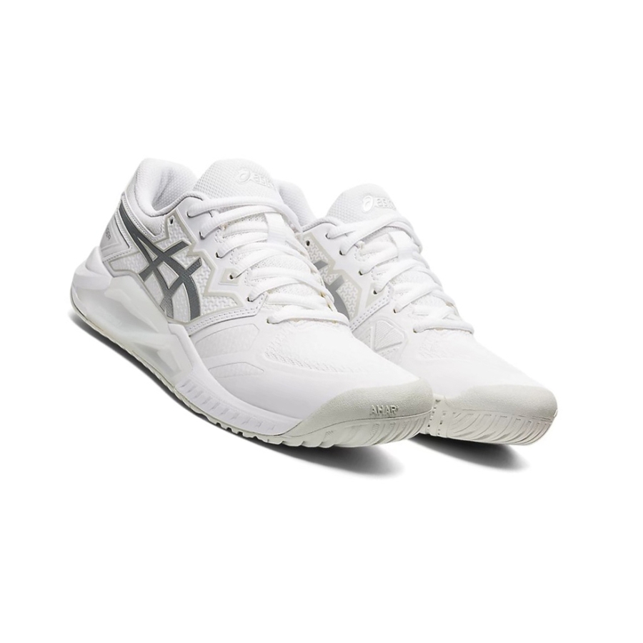 White / Pure Silver Women's Asics GEL-CHALLENGER 13 Tennis Shoes | US28347VN