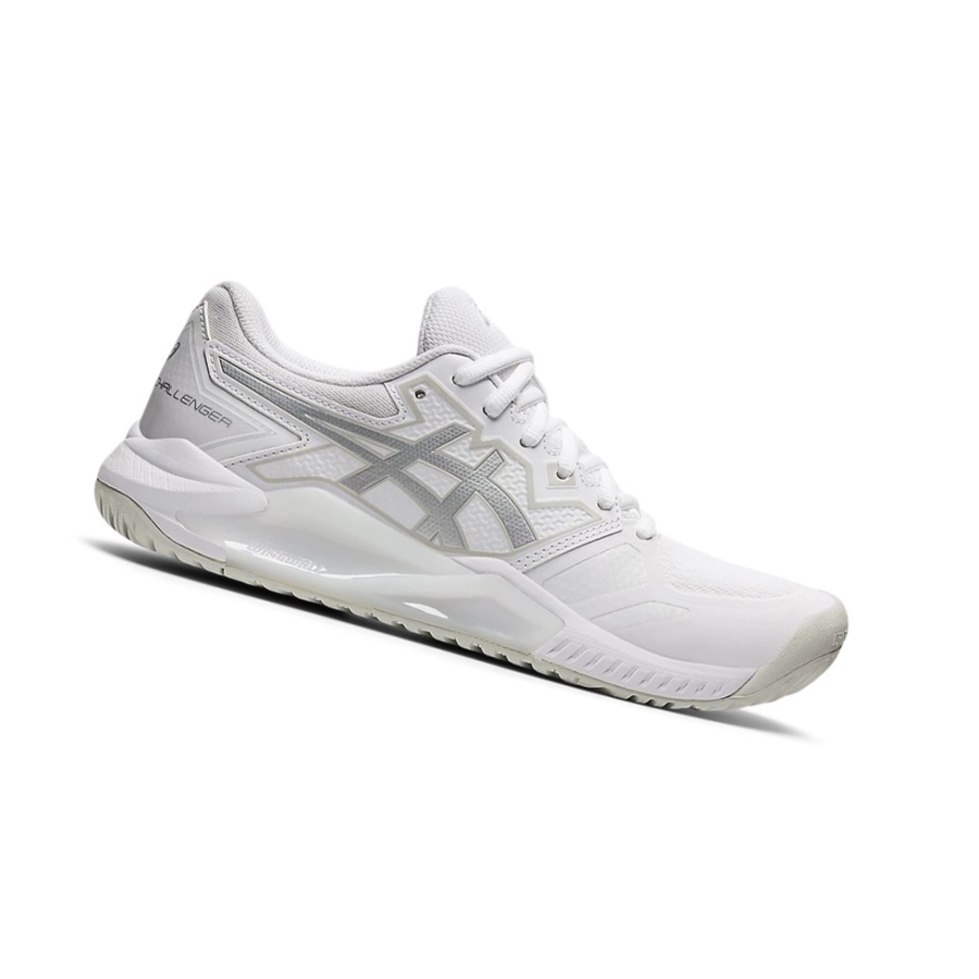 White / Pure Silver Women\'s Asics GEL-CHALLENGER 13 Tennis Shoes | US28347VN