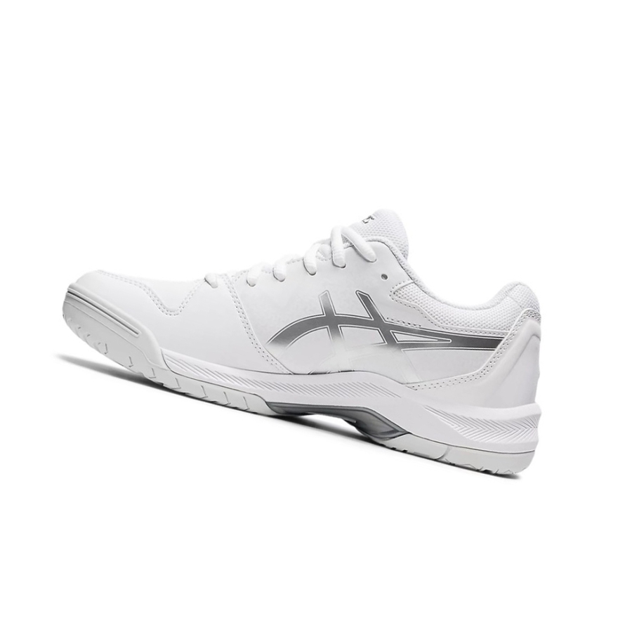 White / Pure Silver Women's Asics GEL-DEDICATE 7 Tennis Shoes | US25483HP